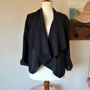 Anthropologie Cartonnier Jacket Blazer Black with Polka Dot Lining M